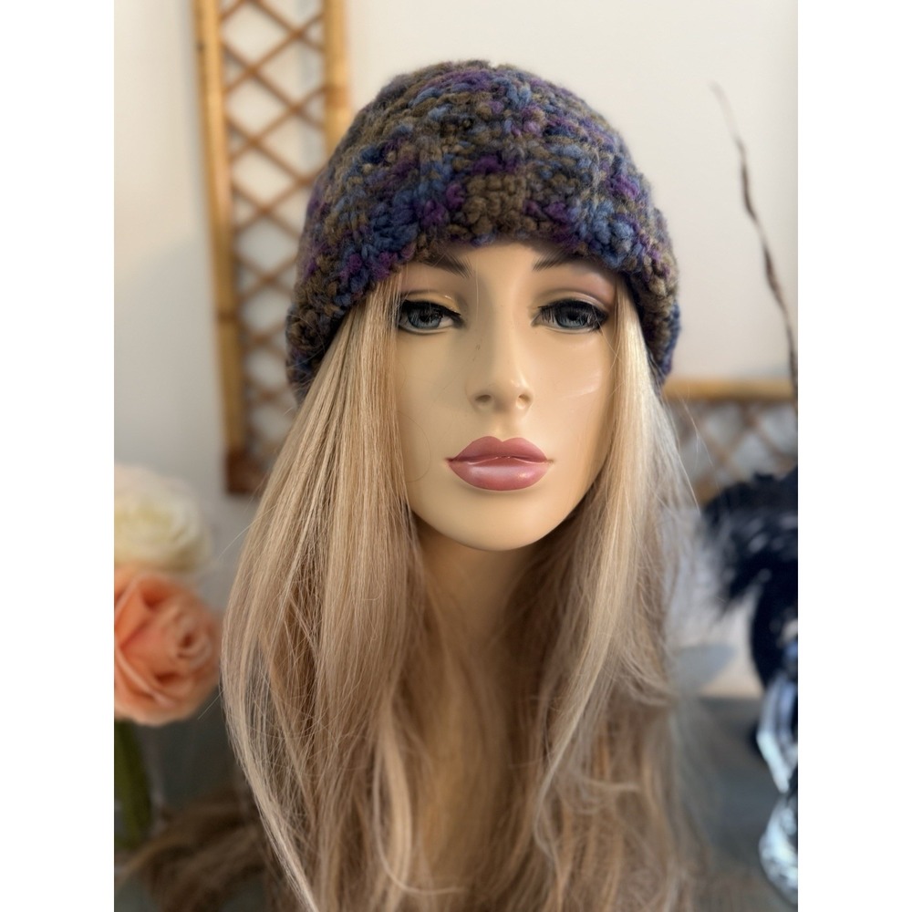 Cappellificio Fiorentino Wool Blend Purple Knitted Beanie‎ Hat Made In Italy EUC